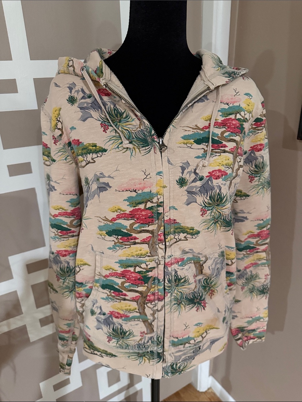 RARE Vintage Y2K Lucky Brand Bonsai Landscape Hoodie